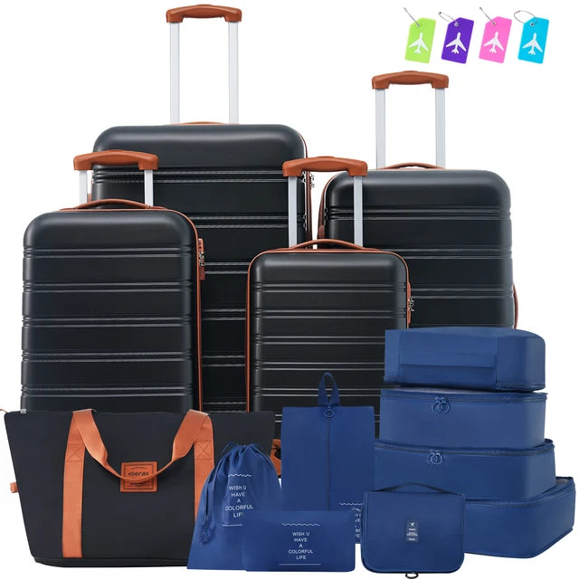 ZHUISHU Hardshell Luggage Sets 4 pcs with Bag Spinner Suitcase with TSA Lock Lightweight 16" 20" 24" 28" Luggages Travel Bags