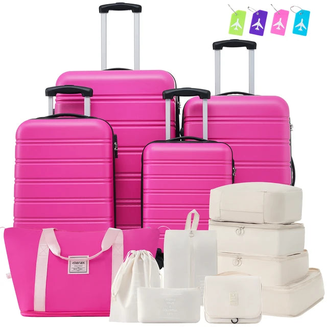 ZHUISHU Hardshell Luggage Sets 4 pcs with Bag Spinner Suitcase with TSA Lock Lightweight 16" 20" 24" 28" Luggages Travel Bags