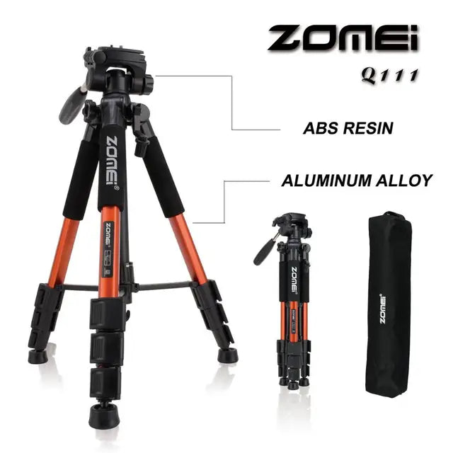 Q111 Professional Portable Travel Aluminum Camera Tripod&Pan Head for SLR DSLR Digital Camera Three color