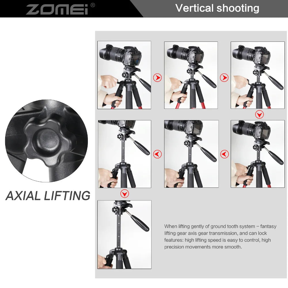 Q111 Professional Portable Travel Aluminum Camera Tripod&Pan Head for SLR DSLR Digital Camera Three color