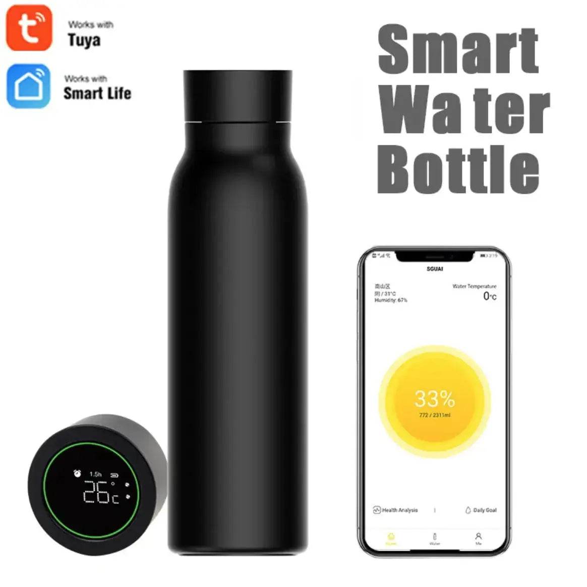 Smart Bluetooth Water Cup 600ML with Temperature Display and Tuya APP Compatibility - MarvelouStoree