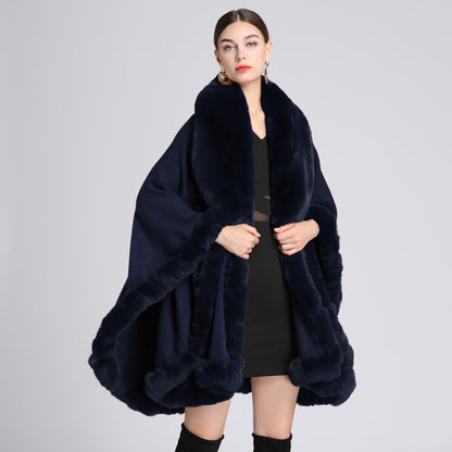 Fur Collar Shawl Cape Knitted Cardigan Baggy Coat