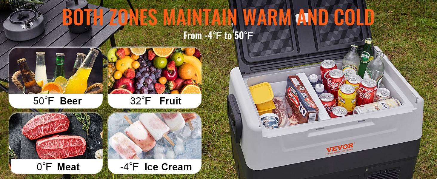 VEVOR 35L/45L/55L Portable Foldable Handle Car Refrigerator with Wheel Compressor Freezer for Camping Picnics Car Home Traval - MarvelouStoree