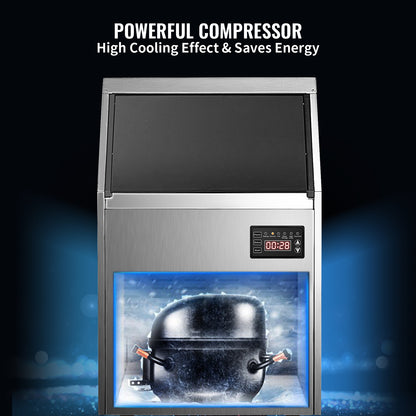 VEVOR Commercial Cube Ice Maker 40-70 KG/24H Freestanding Auto Clear Liquid Freezer Ice Generator Machine 110V Home Appliance