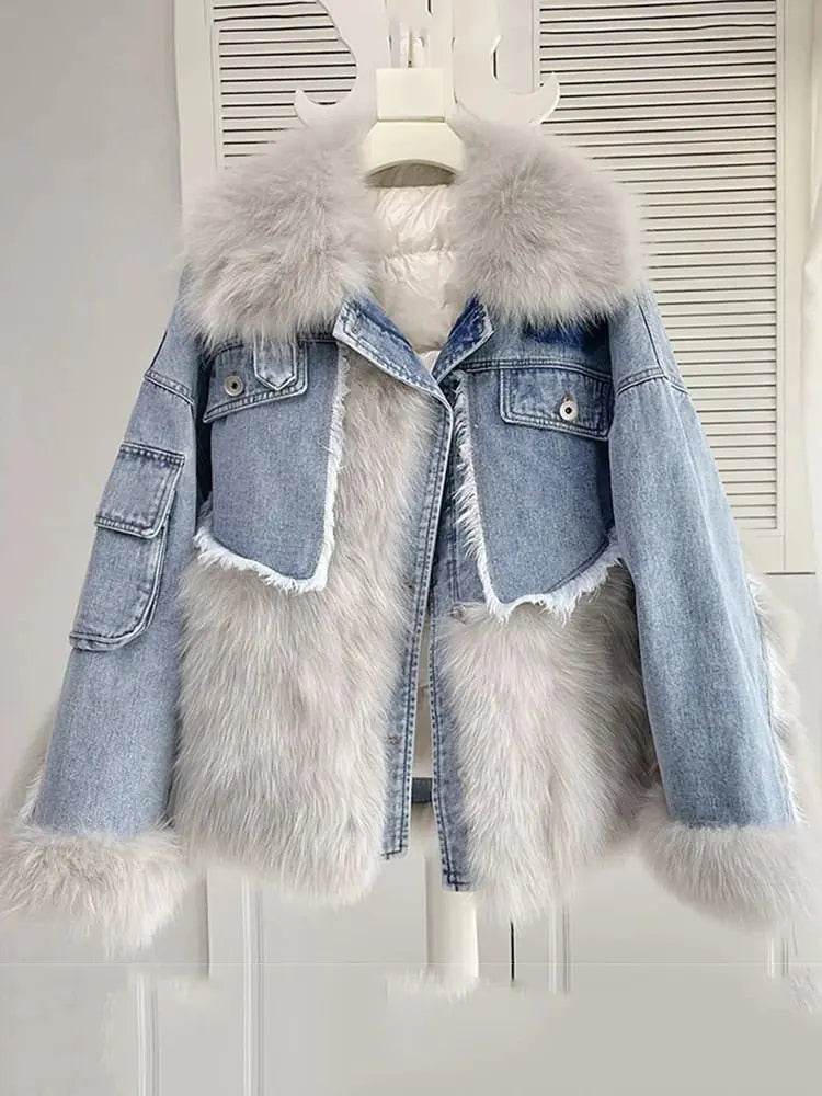 Faux Fur Denim Coat - MarvelouStoree