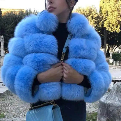 Genuine Faux Fur Jackets With Fur Collar Overcoats - MarvelouStoree