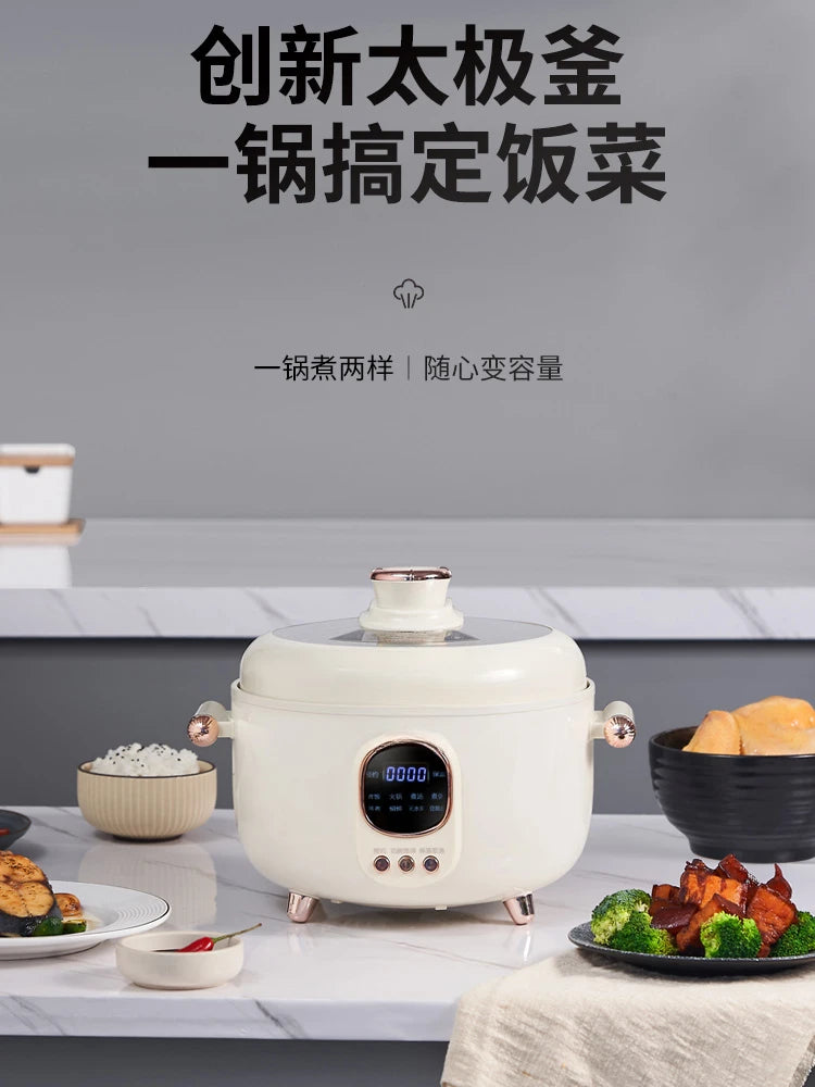 household ceramic glaze, three compartment inner pot, electric rice  mandarin duck separated multifunctional pressure cooker