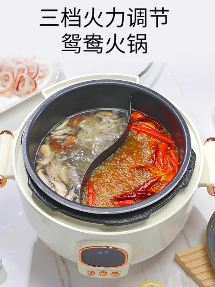 household ceramic glaze, three compartment inner pot, electric rice  mandarin duck separated multifunctional pressure cooker