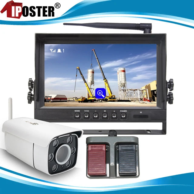 Crane Wireless Camera 30x Zoom Car Reversing Rear 9 Inch IPS Screen DVR Monitor Monitoring Kit For Tower Crane