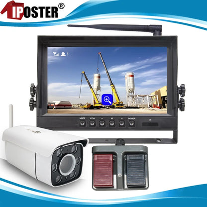 Crane Wireless Camera 30x Zoom Car Reversing Rear 9 Inch IPS Screen DVR Monitor Monitoring Kit For Tower Crane