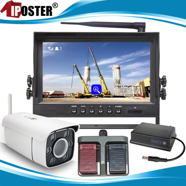 Crane Wireless Camera 30x Zoom Car Reversing Rear 9 Inch IPS Screen DVR Monitor Monitoring Kit For Tower Crane